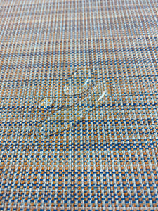 Water & Stain Resistant Blue Orange Indoor Outdoor MCM Mid Century Modern Tweed Upholstery Fabric WHS 3679
