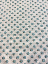 Load image into Gallery viewer, Pintura Studio Caspian Oatmeal Aqua Teal Grey Dot Linen Water &amp; Stain Resistant Upholstery Drapery Fabric WHS 3336