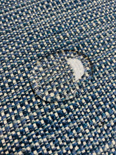 Load image into Gallery viewer, Designer Navy Blue White MCM Mid Century Modern Tweed Water &amp; Stain Resistant Upholstery Fabric WHS 4197