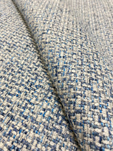 Load image into Gallery viewer, Osborne &amp; Little Morlton Cranborne Navy Blue Cream MCM Mid Century Modern Weave Tweed Upholstery Fabric STA 3516