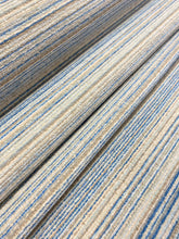 Load image into Gallery viewer, Crypton Goede Denim Water &amp; Stain Resistant Blue Beige Seafoam Taupe Stripe Chenille Upholstery Fabric STA 3996