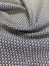 Load image into Gallery viewer, Designer Navy Blue Cream Small Scale Geometric MCM Mid Century Modern Water &amp; Stain Resistant Upholstery Fabric WHS 3595