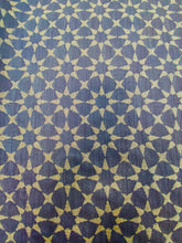 Load image into Gallery viewer, 1.3 Yard Perennials Reversible Star Power Vintage Navy Blue Beige Indoor Outdoor Geometric Upholstery Drapery Fabric WHS 3326