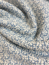 Load image into Gallery viewer, Cowtan &amp; Tout Duxbury Water Stain Resistant MCM Mid Century Modern Azure Blue White Indoor Outdoor Tweed Upholstery Fabric WHS 4010