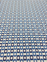 Load image into Gallery viewer, Designer Water &amp; Stain Resistant Navy French Blue Cream Geometric Upholstery Drapery Fabric STA 3193