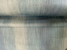 Load image into Gallery viewer, Designer Water &amp; Stain Resistant Linen Denim Blue Ombre Herringbone MCM Mid Century Modern Upholstery Fabric WHS 4021