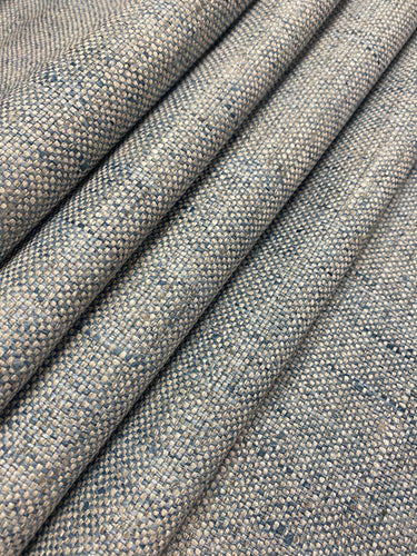 Designer MCM Mid Century Modern Denim Blue Grey Tweed Upholstery Fabric WHS 4076