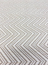Load image into Gallery viewer, 1.8 Yard Designer MCM Mid Century Modern Herringbone Cream Taupe Geometric Upholstery Fabric WHS 3331
