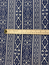 Load image into Gallery viewer, Kravet Savunese Indigo 30398-5 Navy Blue Beige Stripe Ikat Upholstery Fabric WHS 3253