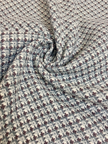 Designer Purple Grey White MCM Mid Century Modern Blend Linen Wool Tweed Water & Stain Resistant Upholstery Fabric WHS 3782