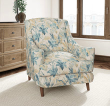 Load image into Gallery viewer, Stain Resistant Beige Teal Green Floral Upholstery Drapery Fabric CF