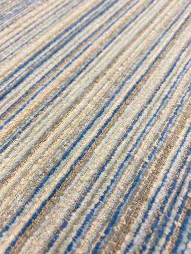 Crypton Goede Denim Water & Stain Resistant Blue Beige Seafoam Taupe Stripe Chenille Upholstery Fabric STA 3996