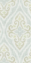 Load image into Gallery viewer, Sage Green Cream Aqua Cotton Medallion Upholstery Drapery Fabric FB