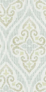 Sage Green Cream Aqua Cotton Medallion Upholstery Drapery Fabric FB