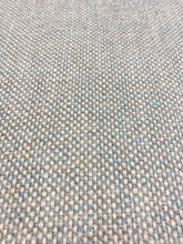 Load image into Gallery viewer, Designer Aqua Blue Cream Beige Tweed Water &amp; Stain Resistant Upholstery Fabric STA 3076