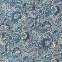 Load image into Gallery viewer, Heavy Duty Navy Blue Brown Turquoise Teal Paisley Upholstery Drapery Fabric CF