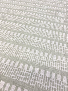 1.25 Yard Schumacher Kiosk Sage Green Ivory Linen Stripe Geometric Upholstery Drapery Fabric WHS 3372