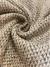 Load image into Gallery viewer, 1.6 Yard Designer Reversible Taupe Black MCM Mid Century Modern Nubby Chenille Upholstery Fabric WHS 3916