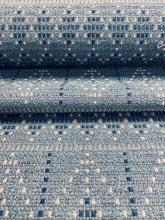 Load image into Gallery viewer, Designer Antique Blue Navy Beige Geometric Woven Upholstery Fabric WHS 3836