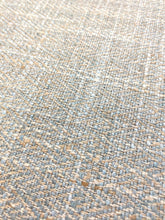 Load image into Gallery viewer, Designer Aqua Blue Beige Herringbone MCM Mid Century Modern Upholstery Drapery Fabric WHS 4040