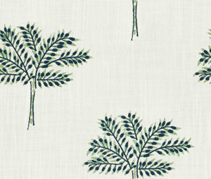Cotton Emerald Green Ivory Navy Blue Botanical Tropical Palm Tree Upholstery Drapery Fabric FB