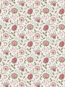 Coral Sage Green Cream Mauve Floral Botanical Upholstery Drapery Fabric FB