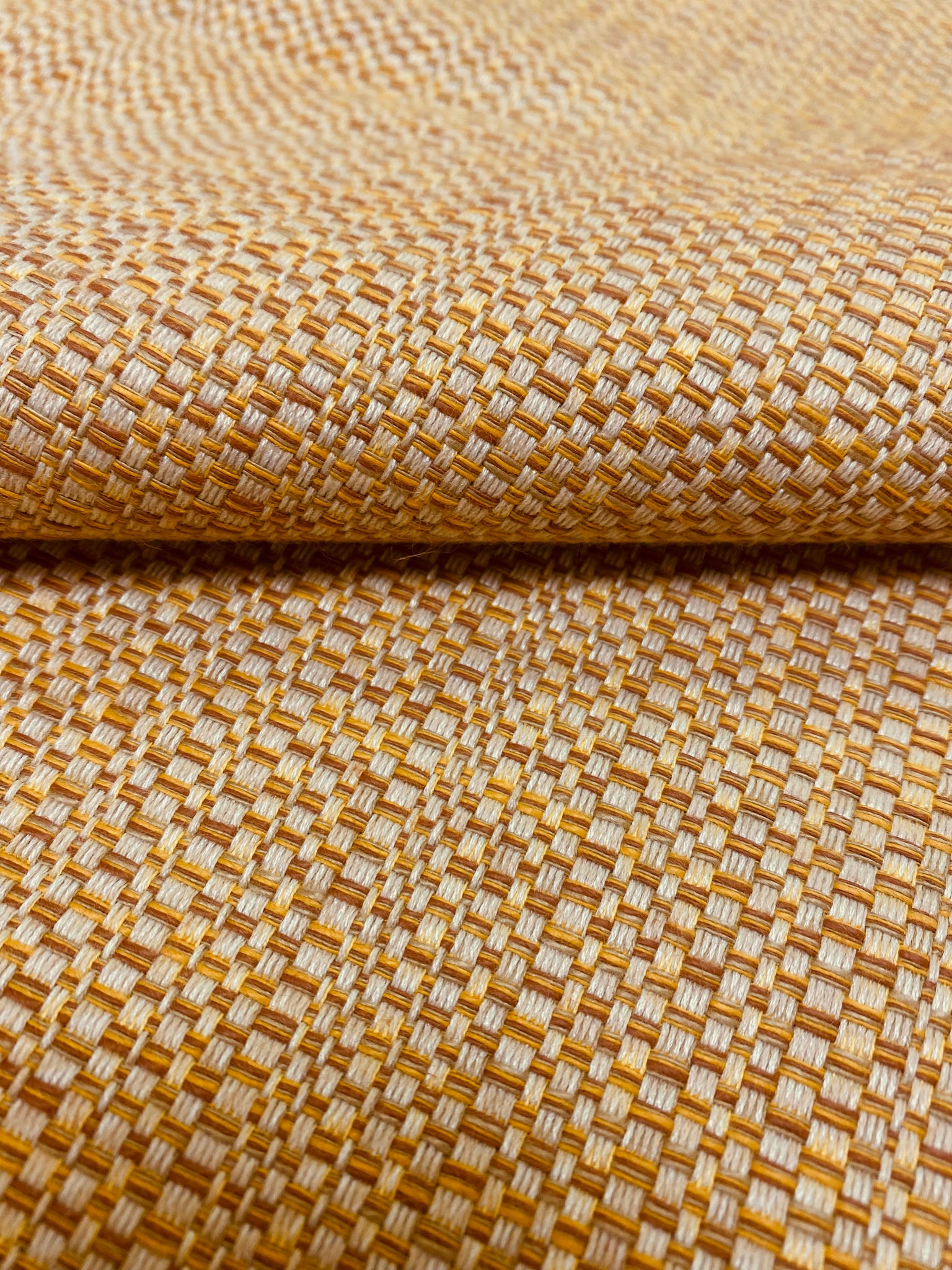 Designer Water & Stain Resistant Woven fashion MCM Mid Century Modern Mustard Yellow Beige Rusty Red Upholstery Drapery Fabric STA1623