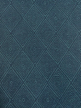 Load image into Gallery viewer, Designer Navy Teal Blue Belgian Linen Geometric Upholstery Fabric WHS 3956