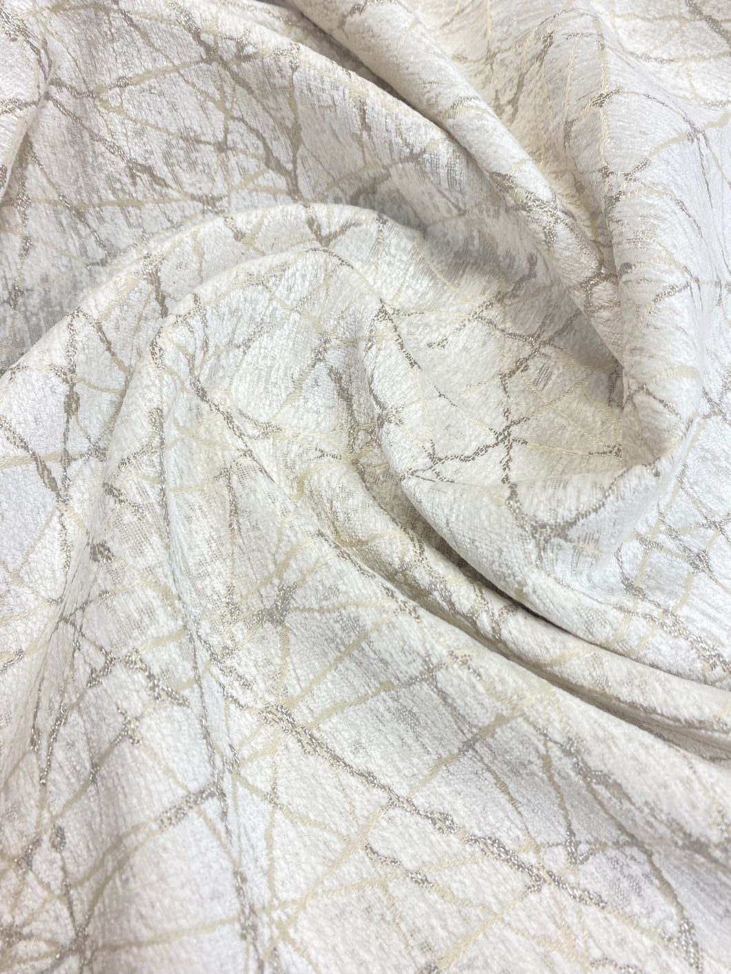 Designer Geometric Abstract Cream Beige Velvet Water & Stain Resistant Upholstery Fabric STA 3551