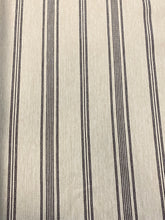 Load image into Gallery viewer, Designer Indoor Outdoor Water &amp; Stain Resistant Woven Beige Black Nautical Stripe Upholstery Drapery Fabric STA 3385