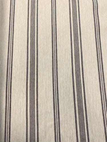 Designer Indoor Outdoor Water & Stain Resistant Woven Beige Black Nautical Stripe Upholstery Drapery Fabric STA 3385