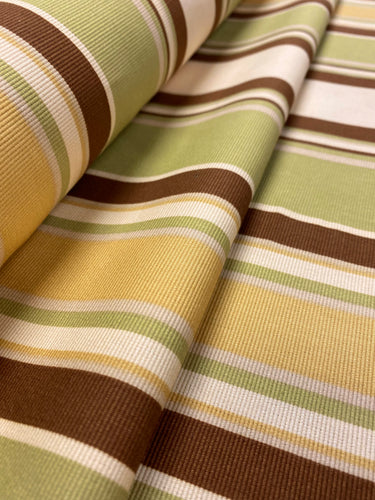 Tommy Bahama Indoor Outdoor Water & Stain Resistant Yellow Green Brown Stripe Upholstery Drapery Fabric WHS 3752