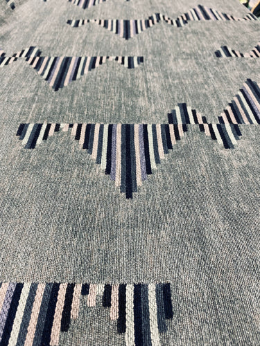 Kelly Wreastler Arcade Jade Reversible Green Teal Navy Blue Purple Abstract Chenille Upholstery Fabric STA 3134
