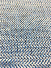 Load image into Gallery viewer, 1.5 Yard Designer Water &amp; Stain Resistant Navy Blue White Herringbone Geometric MCM Mid Century Modern Upholstery Fabric WHS 3792
