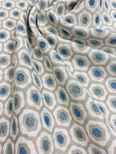 Load image into Gallery viewer, Designer Water &amp; Stain Resistant Geometric Cream Blue Green Taupe Honeycomb Upholstery Fabric WHS 3380