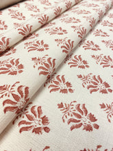 Load image into Gallery viewer, 1.5 Yard of F + P Thornham Fabric Cotton Linen Rusty Brown Ivory Floral Water &amp; Stain Resistant Upholstery Drapery Fabric WHS 3117