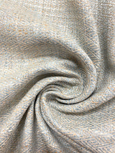 Load image into Gallery viewer, Designer Aqua Blue Beige Herringbone MCM Mid Century Modern Upholstery Drapery Fabric WHS 4040