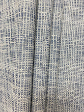 Load image into Gallery viewer, Designer Water &amp; Stain Resistant MCM Mid Century Modern Navy Blue Off White Tweed Upholstery Fabric WHS