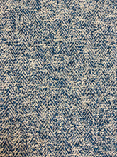 Load image into Gallery viewer, Designer Navy Blue Beige Herringbone Tweed MCM Mid Century Modern Upholstery Fabric WHS 3832