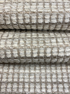 Designer Water & Stain Resistant Taupe Grey Cream MCM Mid Century Modern Chenille Upholstery Fabric WHS 4083
