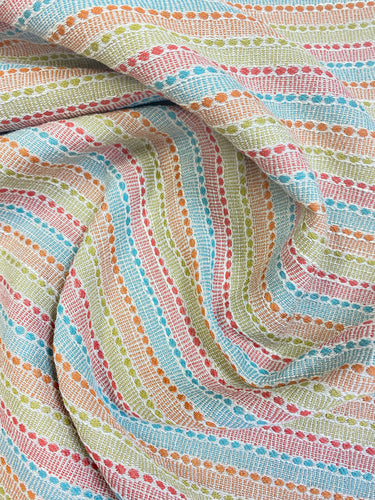 Designer Green Orange Turquoise Blue Red Stripe Water & Stain Resistant Upholstery Fabric WHS 3472