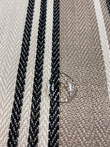 Designer Cream Taupe Black Nautical Stripe Water & Stain Resistant Upholstery Drapery Fabric WHS 3629