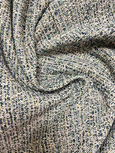 Designer Mid Century Modern MCM Green Yellow White Tweed Upholstery Fabric WHS 3558