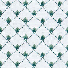 Load image into Gallery viewer, Small Diamond Upholstery Drapery Fabric Cream Green Cotton Geometric FB