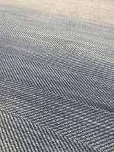 Load image into Gallery viewer, Designer Water &amp; Stain Resistant Linen Denim Blue Ombre Herringbone MCM Mid Century Modern Upholstery Fabric WHS 4021