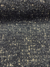 Load image into Gallery viewer, Designer Water &amp; Stain Resistant Wool Blend MCM Mid Century Modern Charcoal Grey Beige Boucle Upholstery Fabric WHS 3322