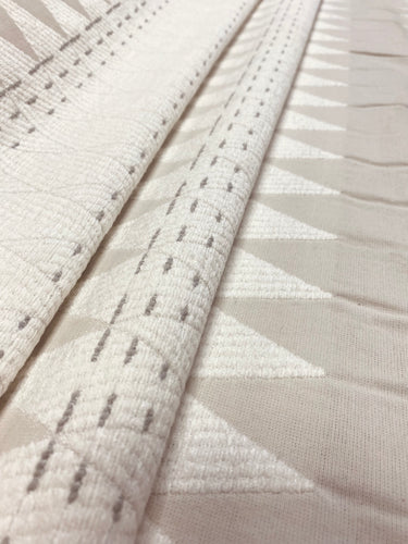 Duralee Oscar Natural Crypton Beige Cream Grey Geometric Water & Stain Resistant Upholstery Fabric WHS 3052