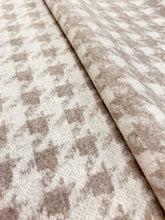 Load image into Gallery viewer, Designer Reversible Taupe Beige Houndstooth Wool MCM Mid Century Modern Upholstery Fabric WHS 3205
