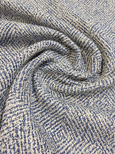 Load image into Gallery viewer, Designer Water &amp; Stain Resistant Navy Blue Beige MCM Mid Century Modern Tweed Geometric Upholstery Fabric WHS 3566