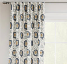 Load image into Gallery viewer, Stain Resistant Seafoam Grey Mustard Cream Ikat Upholstery Drapery Fabric CF